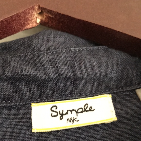 Navy 100% linen blouse - Picture 2 of 3